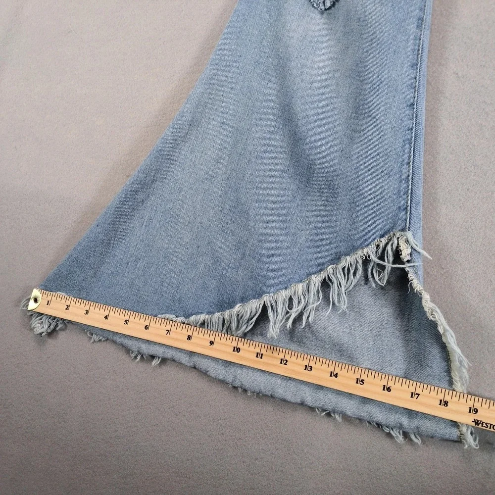 For The Republic Distressed Flare Jeans Womens 8 Frayed Torn Bell Bottom 32x28.5